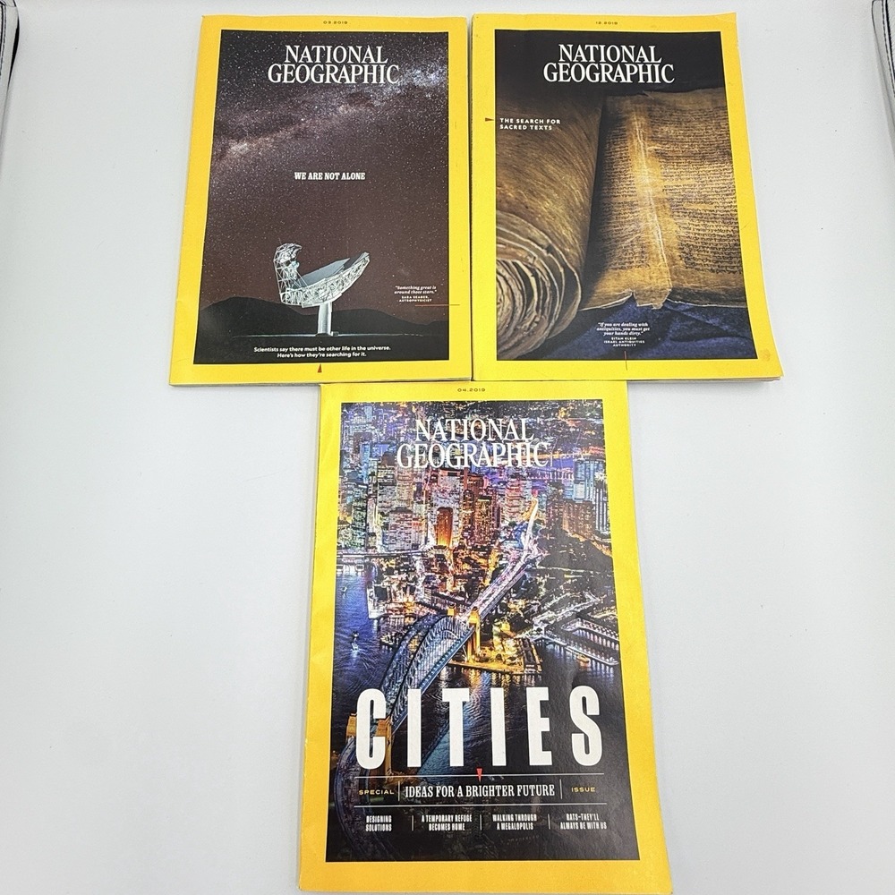 National Geographic Magazine Lot 3 2018 2019 Cities Sacred Texts Space Science
